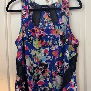 Nicole Miller Floral Tank Top - Blue Multicolor